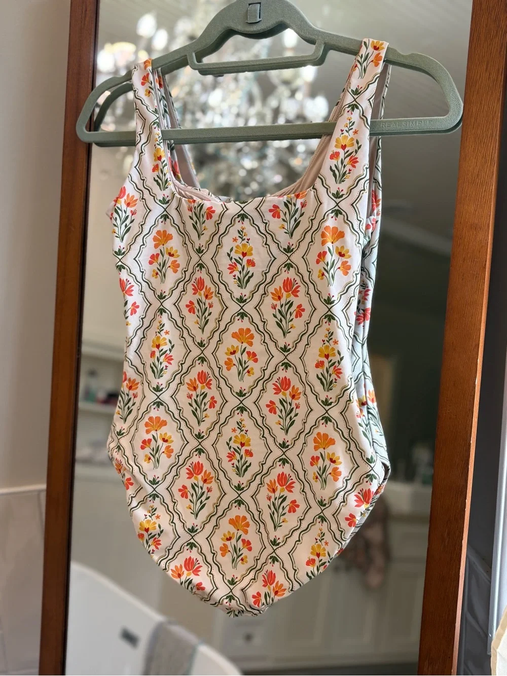 Hermoza Janece One-Piece Swimsuit with Orange and Green Floral Tile Print - Picture 8 of 12